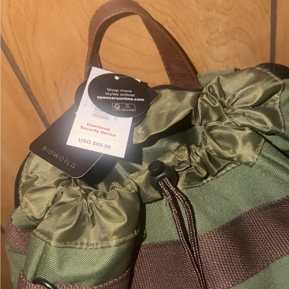 Camp Crystal Lake Olive Green Drawstring Backpack